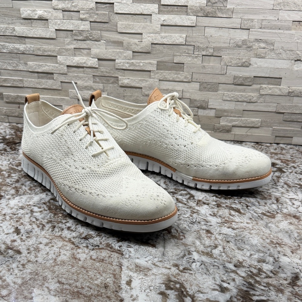 Cole Haan Men's ZERØGRAND Stitchlite Wingtip Oxfords - Cream - Picture 4 of 6